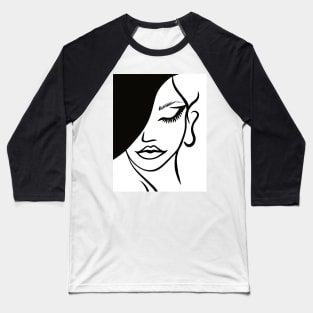 Black and white lady face art Baseball T-Shirt